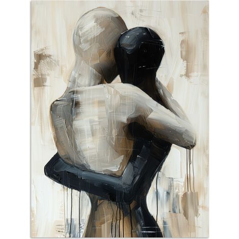 AFFICHE Abstrait - Amour - Noir et blanc - Moderne Décoration Murale 60x80 cm (1/4)