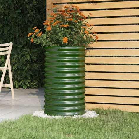 Jardinière de jardin-Pot de fleur-Bac à fleurs Acier galvanisé 40x40x68 cm Vert (1/4)