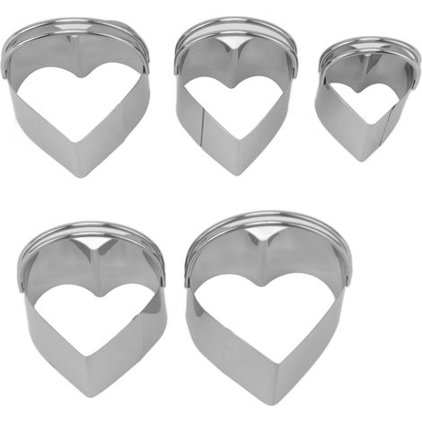 Set mit 5 Edelstahl-Ausstechformen mit Griffen zum Backen herzförmiger Kekse auf Alentine (1/5)