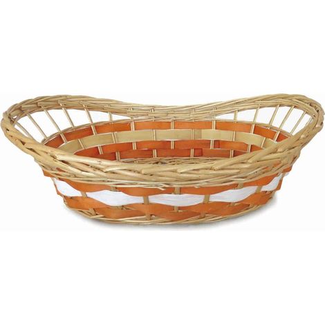 Cesto da confezionamento ovale in vimini arancio con manico incorporato, 51x36 cm (kit da 5)