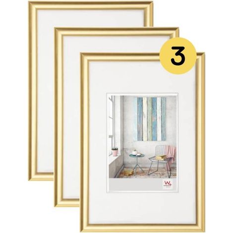Cadre Photo Or 30 x 40 cm 3 Pack, Cadre en Plastique Trendstyle KP040G3 (1/5)