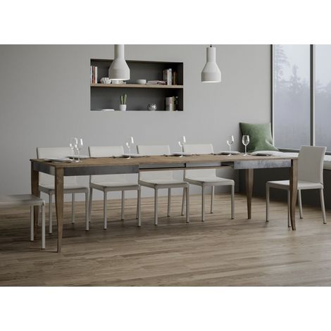 Table extensible 6 à 12 places L 160 à 264cm bois noyer Fixano (1/5)