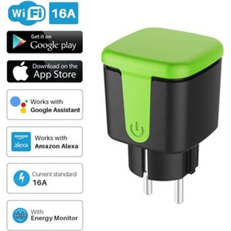 Enchufe inteligente para exteriores, resistente a la intemperie y de color verde. (1/5)