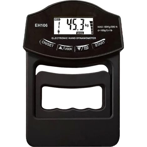 Jauge de force manuelle numérique, 120 kg, dynamomètre à main rechargeable, force de préhension électronique, avec écran LCD, pour le sport, la maison, l'école, noir