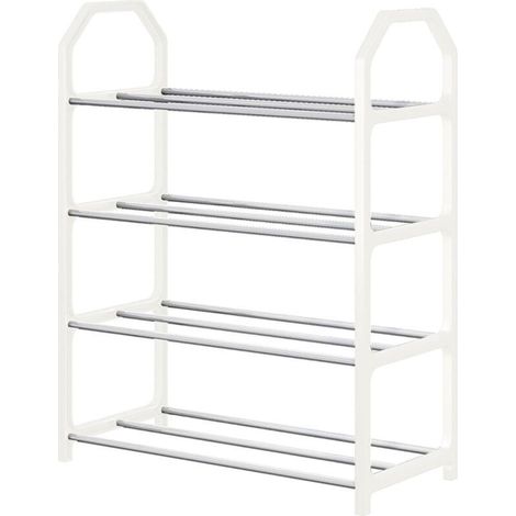 Étagère Chaussures 4 Niveaux, Métal, Empilable, 12-16 Paires, Entrée/Dressing