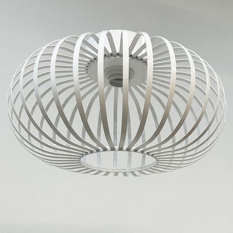 Vertigo Plafonnier Bamyum Cage Lampe Blanc Moderne en Métal – Lustre Vintage E27 Ø40 cm Pour Salon, Chambre ou Salle à Manger (1/4)