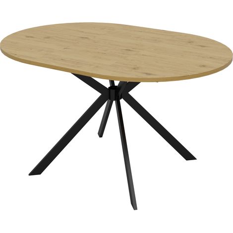 Mesa de comedor extensible 140x100x75 cm, MDF y metal, 4-6 personas – MEUBLIV (1/5)
