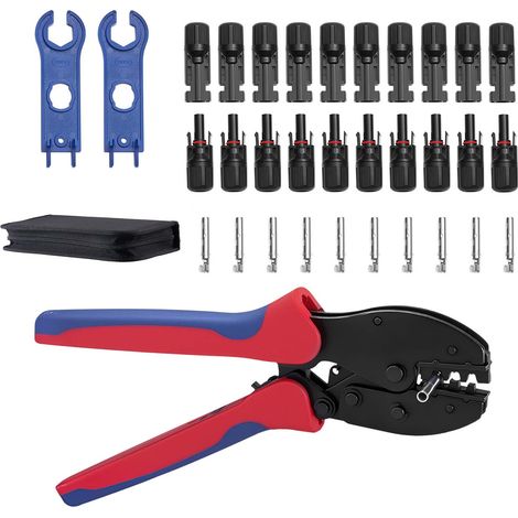 Mophorn Solar-Crimpzangenset für 2,5-6 mm², Crimpwerkzeug mit metrischen und AWG-Markierungen, inklusive Solar-Steckverbindern, Kabelverbindern, Schraubenschlüsseln und Aufbewahrungskoffer (1/5)