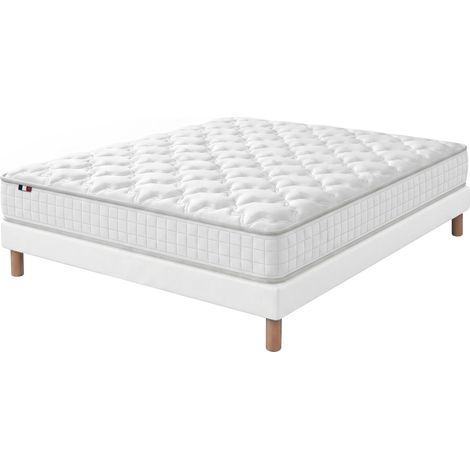 Ensemble matelas ressorts SPECTRE sommier deco blanc 140x190 cm