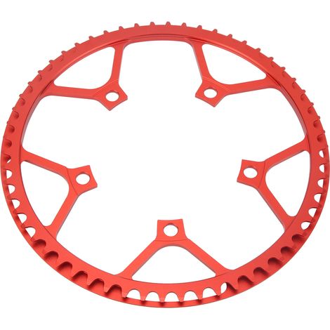 Pignon de vélo 58T, tout alliage d'aluminium, faible densité, robuste et durable, finition anodisée, pignon de vélo pliant, rouge. (1/5)