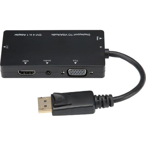 Câble Adaptateur DisplayPort vers HDMI VGA DVI Audio 4 en 1 Multifonction (1/5)
