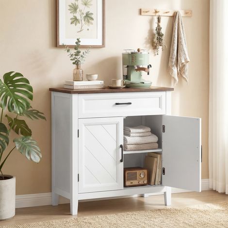 Buffet salon meuble Blanc rangement 2 portes tiroir et étagère réglable 76x35x80 cm