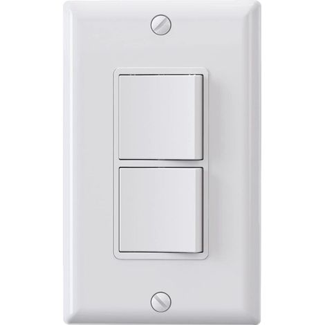 Interruttore a pulsante a singola azione, 15 A, 120 V, con messa a terra automatica (bianco lucido, 11,5 x 7 cm) (1/4)