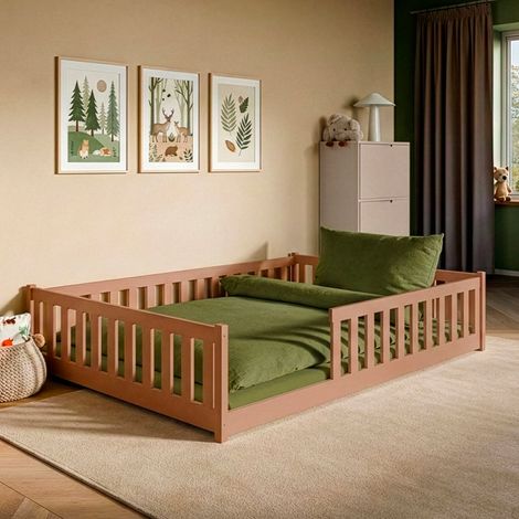 Letto a terra 140x200 sommier incluso Maya Marrone (1/3)