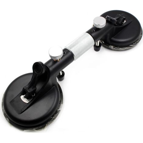 Ventouse à double tête pour carrelage, ventouse sous vide pour carrelage en verre, ventouse renforcée, épisseuse de joint, pompe à main en marbre, noire TONCHEAN (1/5)