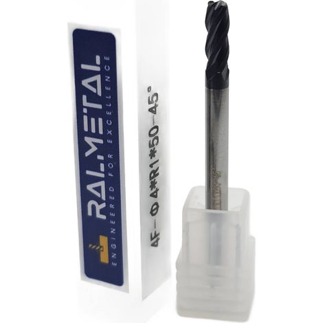 Fresa a raggio in metallo duro integrale Fi4 x R1 x 50 45 HRC (1/4)
