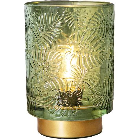Lampe de décoration pour la maison, style batterie simple, abat-jour arrière en forme de feuille, petite lampe de table verte (batterie non incluse) (1/5)
