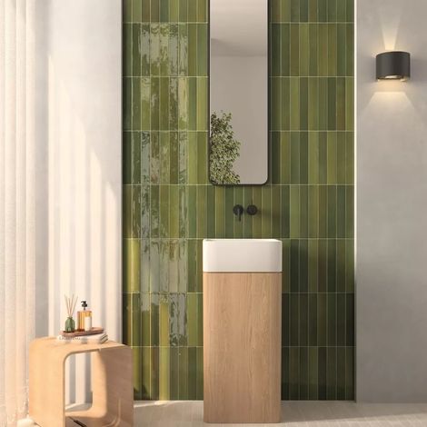 Carrelage Effet Zellige Vert ISOLA Moss 5x30cm (1/4)