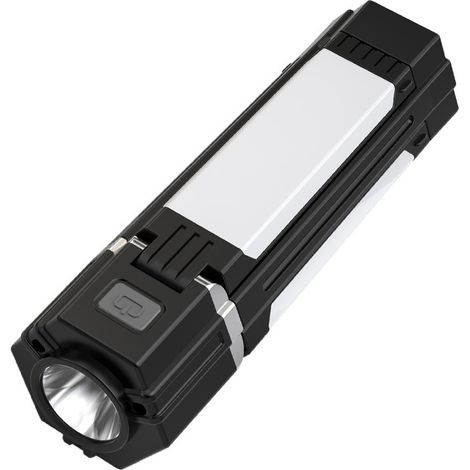 Lampe torche LED rechargeable, lampe torche de camping portable, couleur noire