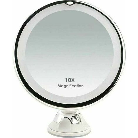 Miroir Grossissant x10 avec Éclairage LED pour Voyage, Doté d'une Ventouse pour Fixation Murale et d'une Rotation à 360°, I (1/4)