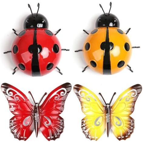 Pair Papillon en métal pour jardin, art mural extérieur, décoration murale en fleurs pour terrasse ou jardin