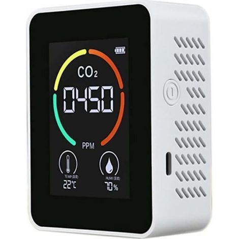 CO2-Kohlendioxiddetektor für Luftqualität, Temperatur und Luftfeuchtigkeit, schnelle CO2-Messung, weiß (1/5)