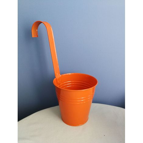 Couleur crochet pot de fleur succulent pot de fleur crochet fer seau jardinage décoratif pot de fleur (orange)