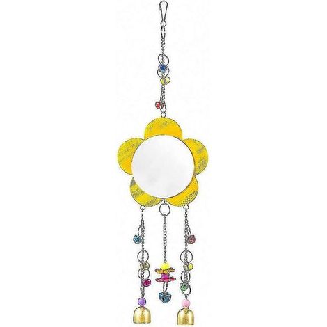 Miroir en bois pour cages à poules ou à oiseaux, avec clochette et jouet suspendu pour l'activité et le divertissement.-AquaForge (1/4)