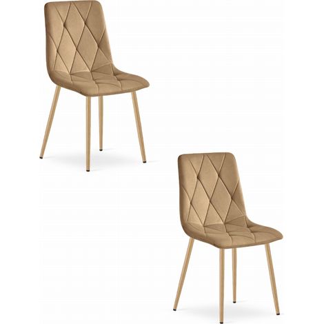 Silla Libra - terciopelo marrón / patas color madera x 2 (1/5)