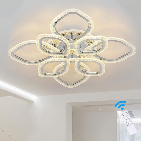 LED Leaf Ceiling Lamp Chandeliers, Modern Flush Mount Ceiling Light 100W Acrylic Dimming Close to Ceiling Lighting Fixture for Lounge Dining Room Kitchen, with Remote/8-Head (1/5)