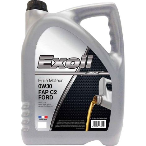 5x Huile Moteur Exoil 0W30 C2 Compatible avec Ford 1 Litre