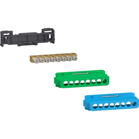 Bornier Linergy 80A à vis 8 trous 4x16²+4x10² et couvercles pour Terre/Neutre SCHNEIDER LGYT2A08 (1/4)
