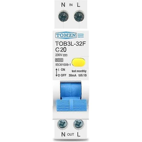Tomzn 18mm 230v Rcbo 1p + n 6ka Courant Différentiel Automatique Disjoncteur Automatique avec Over Cur (1/4)
