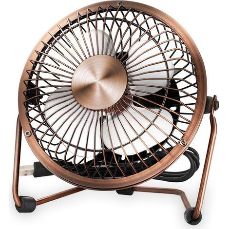 Mini ventilatore da tavolo USB, rotazione a 360°, funzionamento silenzioso, corpo in metallo, 10 cm (4 pollici), colore bronzo, ideale per la casa. (1/5)