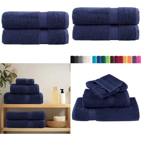 Premium Handtücher SOLUND 2 Stk. Marineblau 50x100 cm 600 g/m² - Baumwolle - Marineblau (1/5)