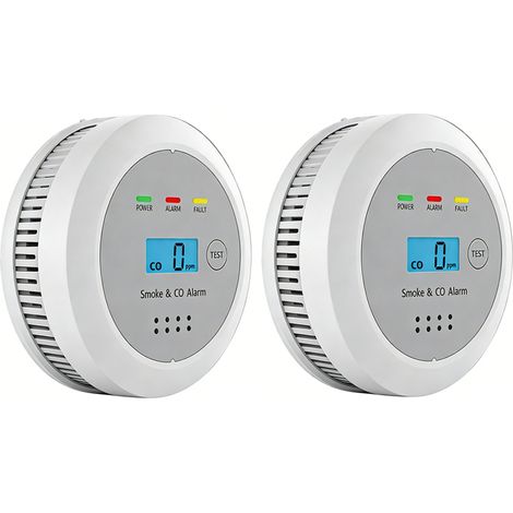 2 Alarma combinada de humo y CO 2 en 1 con pantalla - Detector de incendios y monóxido de carbono, 85 dB, batería no incluida, para cocina (1/5)