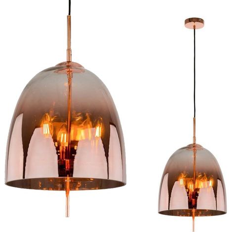 Italux Alan - Suspension moderne en cuivre à 3 lumières avec abat-jour en verre, E14 (1/3)