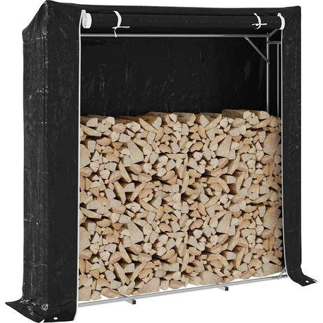 Brennholzregal mit Regenschutz 200x40x200 cm Verzinkter Stahl