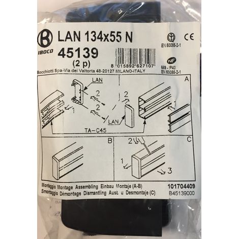 Iboco 45139 - LAN 134X55 N - 2 x TA-C45 Installation Trunking End Caps - Black