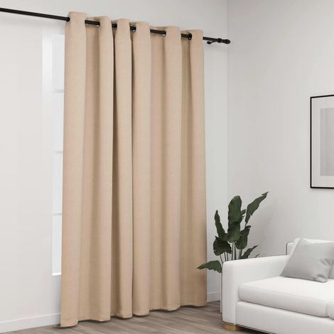 Verdunkelungsvorhang mit Ösen Leinenoptik Beige 290x245 cm CFW966349 (1/4)