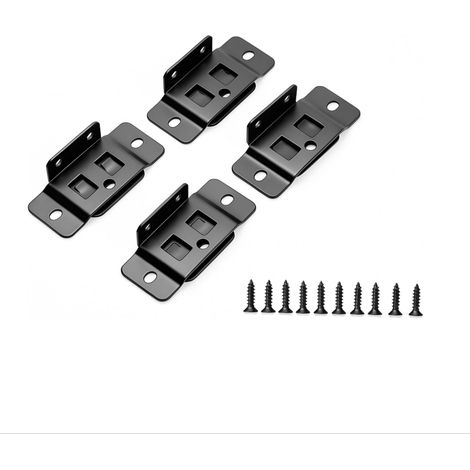 Juego de 4 conectores de acero inoxidable para muebles: conector de esquina resistente para mesa y soporte de mesa desmontable (tornillos incluidos). (1/4)