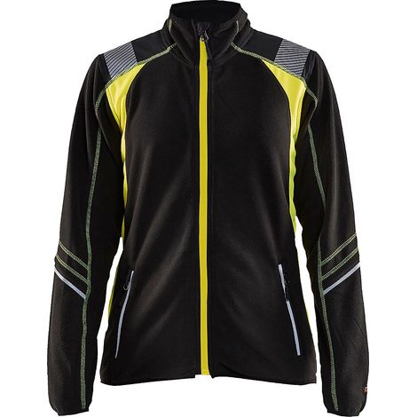 Veste de travail micropolaire détails fluo femme 4973 - Noir/Jaune fluo M