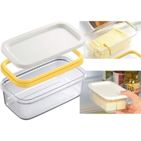BelleRise - Pot à beurre, pot à beurre avec couvercle et coupe-beurre en plastique (1/5)