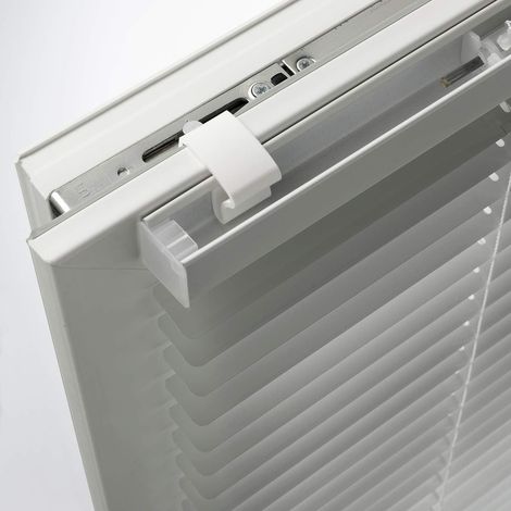 Clips sans clous pour stores vénitiens/stores enrouleurs, supports en plastique blanc, installation sans vis / Lot de 8 / (1/5)