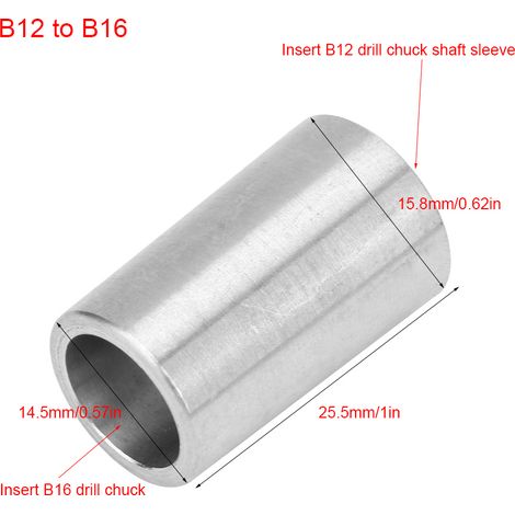 Adaptateur de conversion acier inoxydable B12 à B16 pour mandrin de perceuse (1/5)