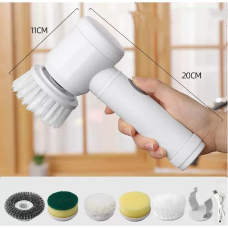 Automatisches Reinigungsset mit 5 Bürstenköpfen für Badewanne, Küche, Fliesen und WC (1/4)