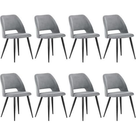 Esszimmerstühle 8er Set, Kordsamt, gepolstert, Metallbeine, Grau (1/5)