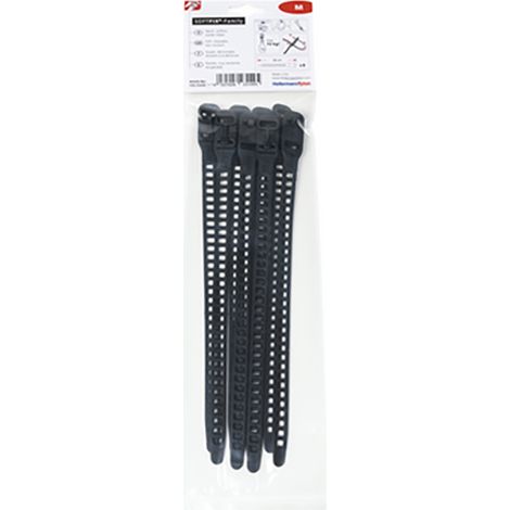 HellermannTyton 115-11270 SOFTFIX-M-TPU-BK-Y Fascetta per cavi 260 mm 11 mm Nero riutilizzabili, molto flessibile, con (1/4)