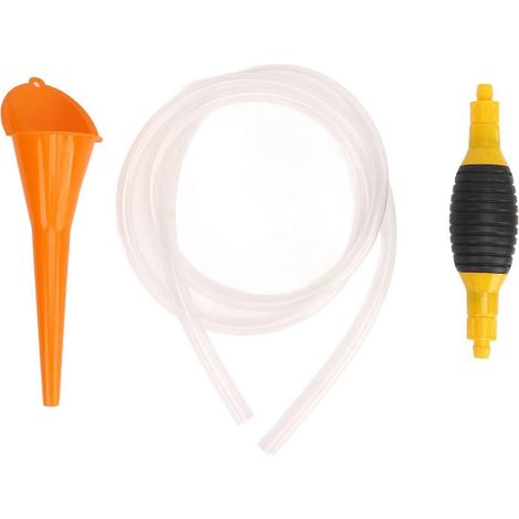Pompe à siphon à haut débit, portable et manuelle, pour le transfert de carburant (essence, gazole, huile, liquide, eau), avec entonnoir. (1/5)
