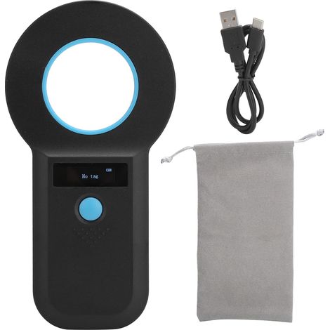 Lecteur de puces RFID EMID/FDX-B W90B pour animaux (chien et chat), portable, avec écran OLED, fréquence de 134,2 kHz, compatible avec les étiquettes RFID en verre et les boucles d'oreilles pour lapin (1/5)